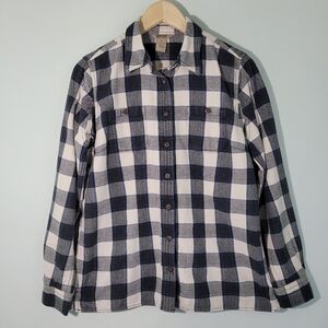 DULUTH Trading Black/White Plaid 100% Cotton Button Down Shirt Boys Size Medium